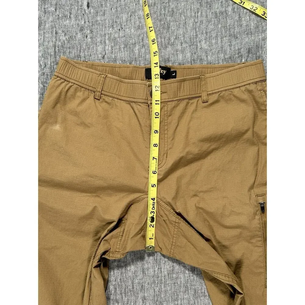 Wrmfzy Pants Mens Large Tan Ripstop Tactical Cargo Elastic Waist Stretch